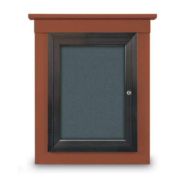 72"x48" 3-Door Enclosed Letterboard, Header, Green Vinyl/Lt Oak